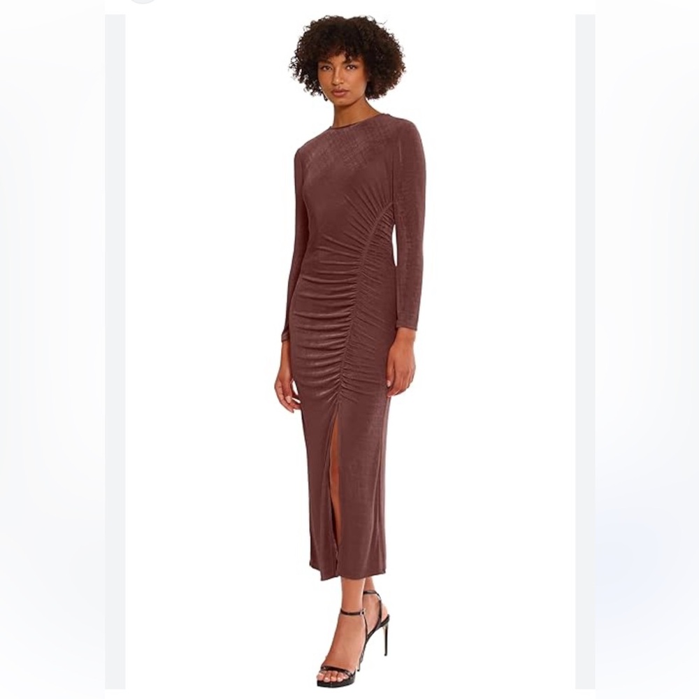 Nwt Donna Morgan Women's Ruched Long-Sleeve Midi Dress Sz 10 #G4